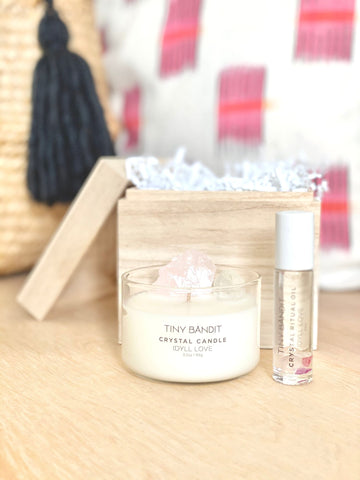 Moon Milk Crystal Candle + Crystal Ritual Oil Gift Set